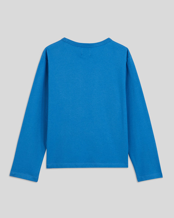 back view of the Cobalt w/ Cream Tout va Bien Kids Longsleeve Tee