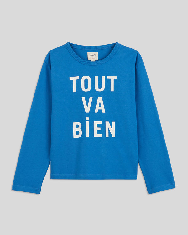 Cobalt w/ Cream Tout va Bien Kids Longsleeve Tee