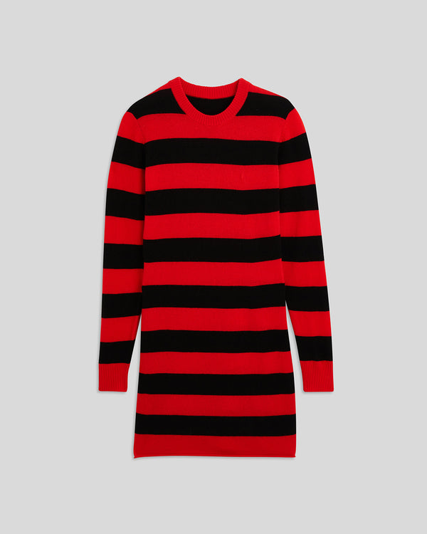 Black & Poppy Stripe Long Sleeve Dress