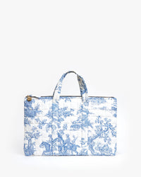 St. Calais Blue Quilted Linen Toile Laptop Case
