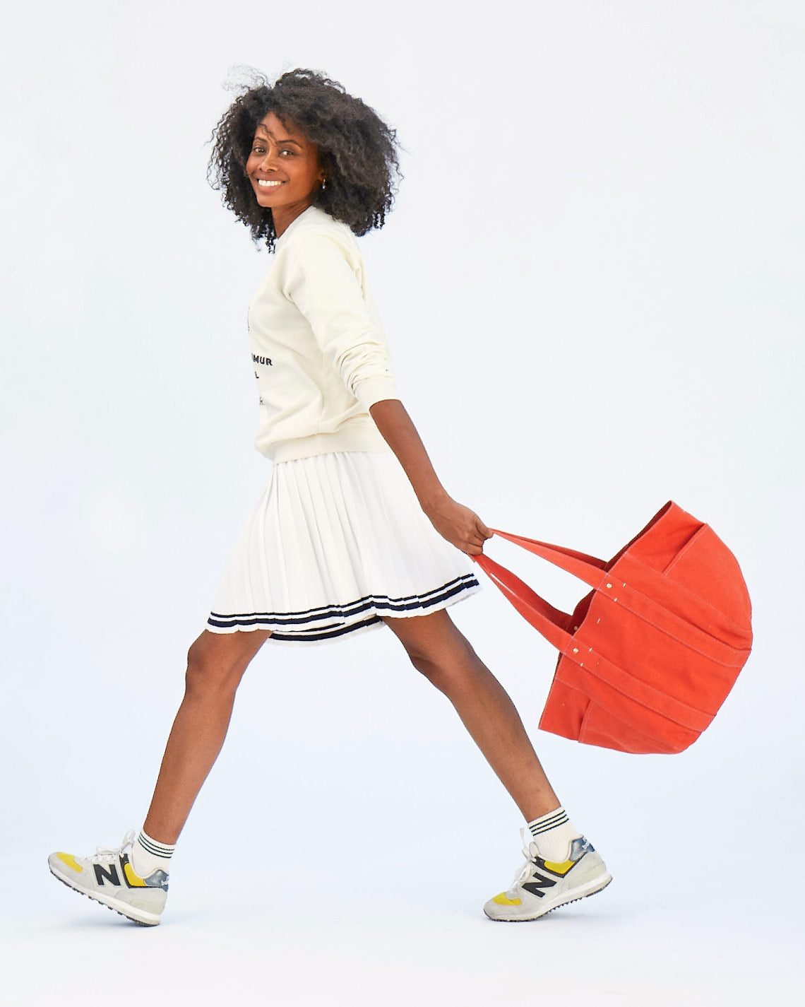 Cotton Tote Bag - Cream & Burgundy - Merci