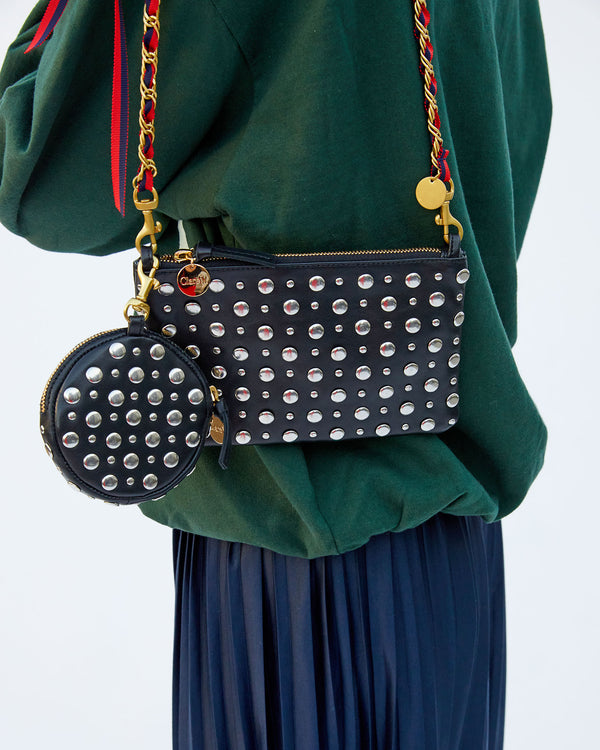black with silver studs Wallet Clutch with Tabs with the black with silver studs le disco attached