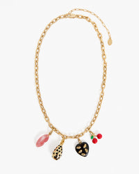 Bisou Heart Charm on Charm Chain Necklace