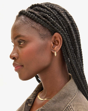Clare V Enamel Stripe Huggie Earrings- Cream & Black