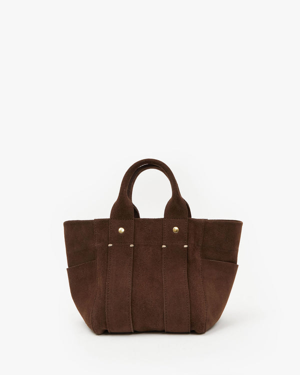 Chocolate Suede Le Petit Box Tote