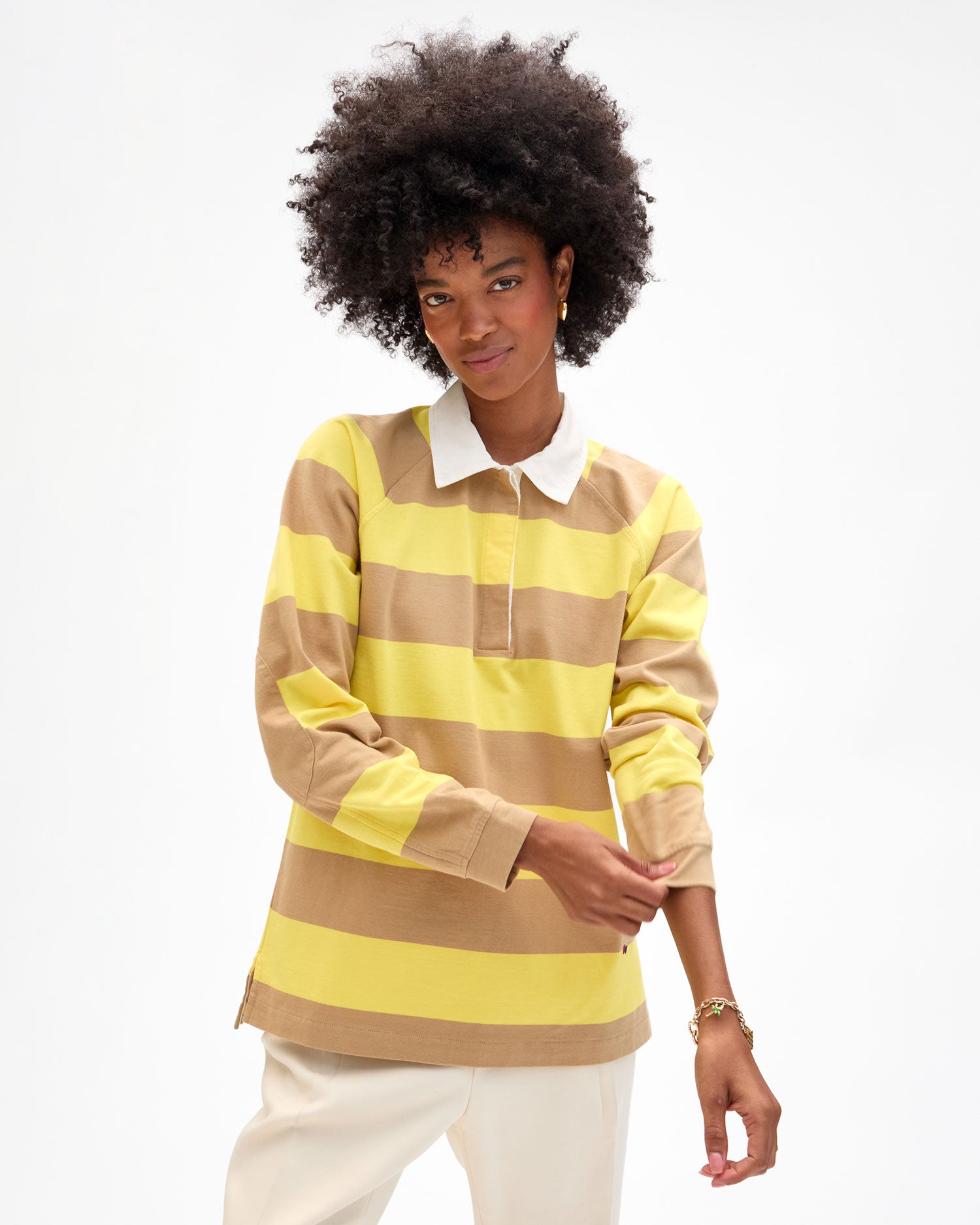トップス DIGAWEL RUGBY SHIRT (CAMEL) 2 Threadbare Men's Black & Camel Striped Rugby Shirt