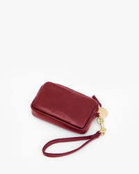 Back of the Oxblood Le Sportif showing the embossed Clare V. logo.