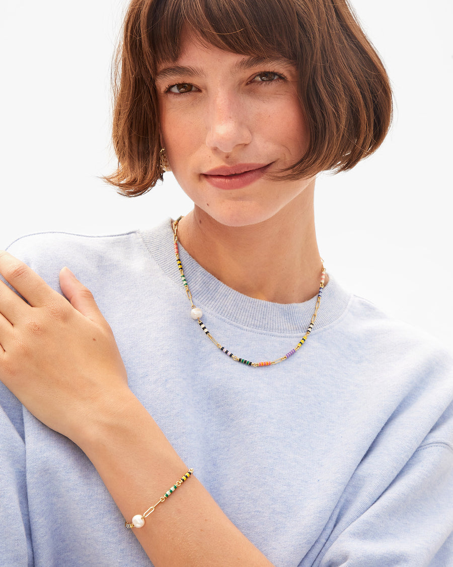 Le Stripe Pearl Bracelet on Kathie
