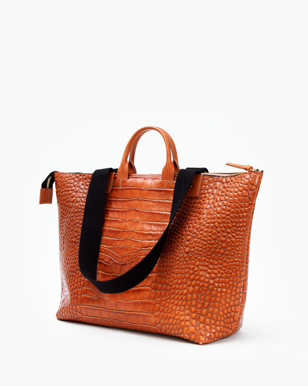 back flat of the Cuoio Croco Le Zip Sac