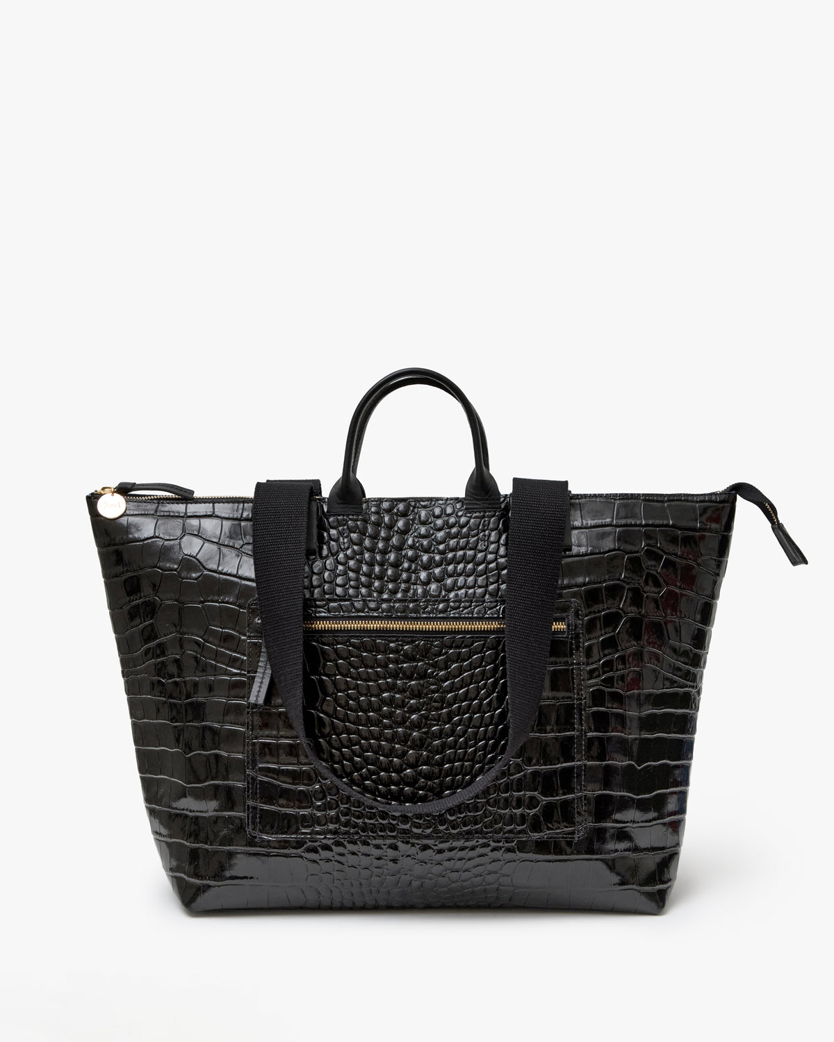 Le Zip Sac with Travel Pocket in Black Congo Croco