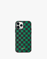Black & Green Checker leather iphone case