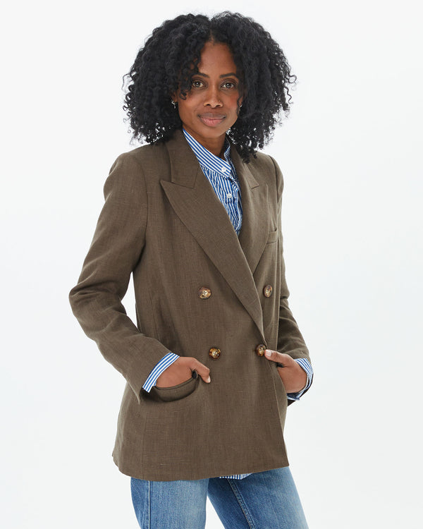 Steven Alan Linen Blazer in Tobacco 