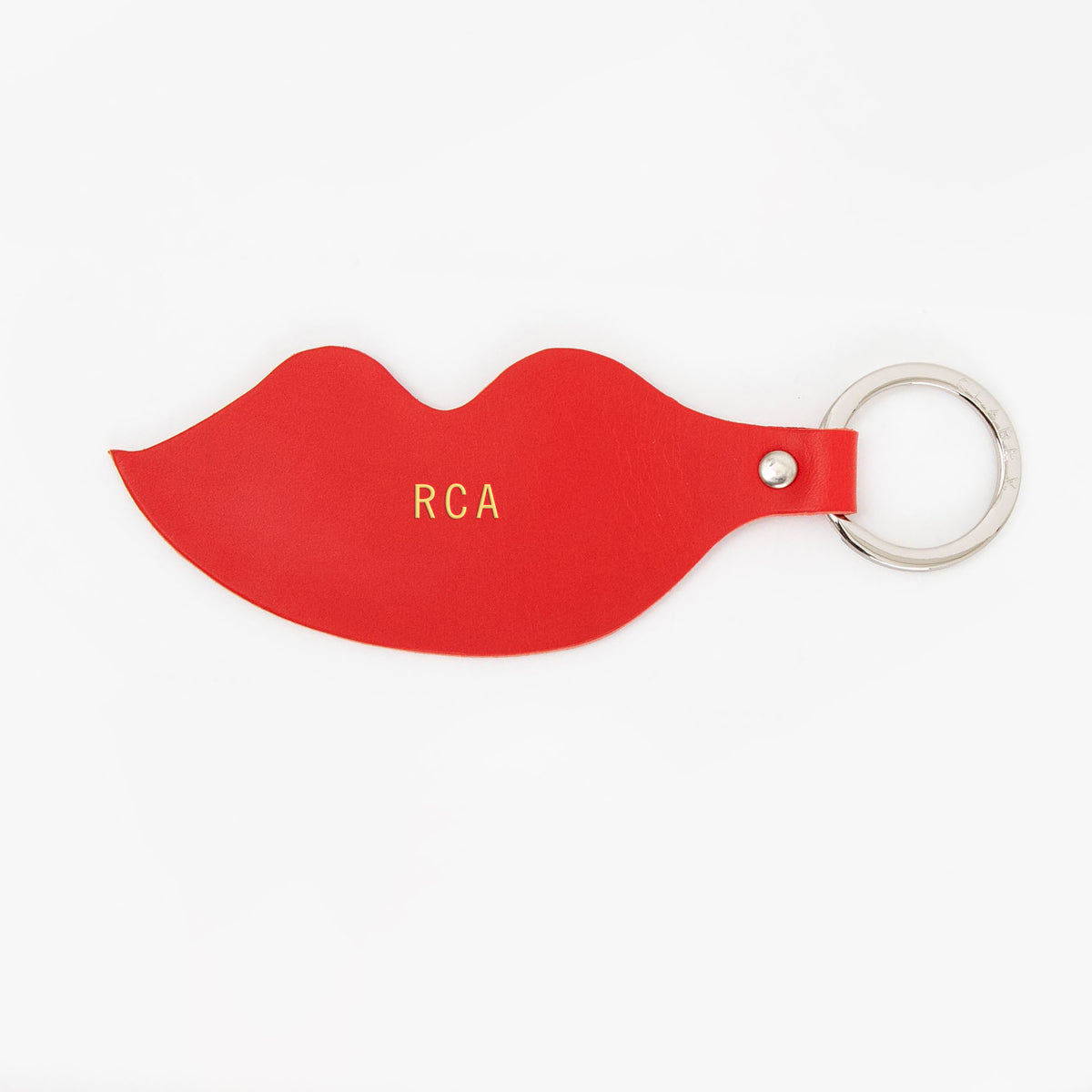Red Lips Keychain with Petit Gold Foil Monogram on the Center
