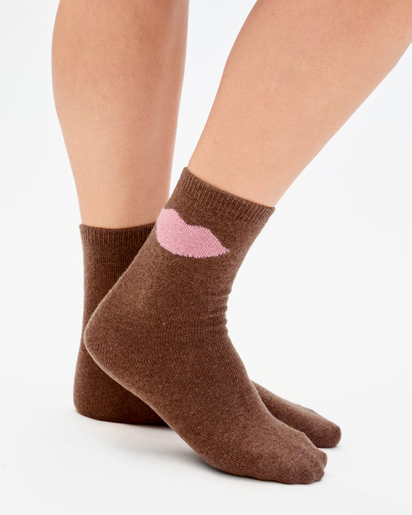 Model wearing Lips Cashmere Crew Socks