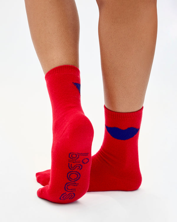 Lips Cashmere Crew Socks back view