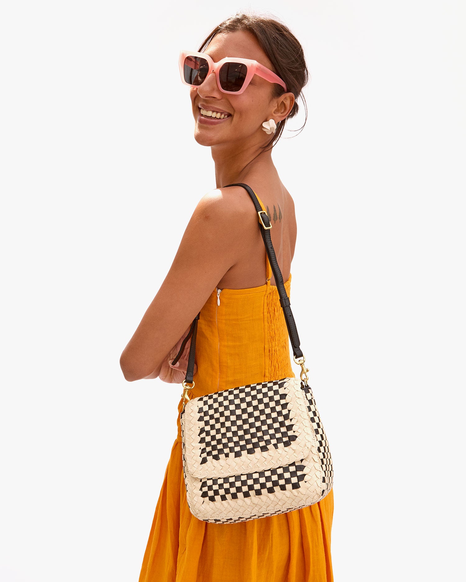 Louis Border Woven Checker on Haley's shoulder