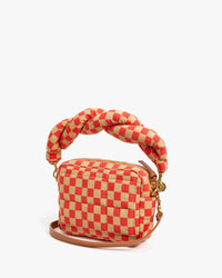 back flat of the Poppy & Khaki Quilted Checker Lucie