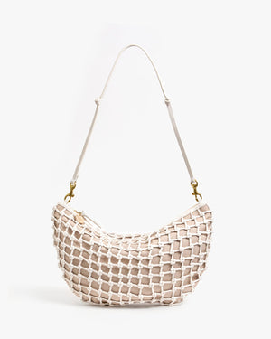 Lune in White Knot Woven Leather