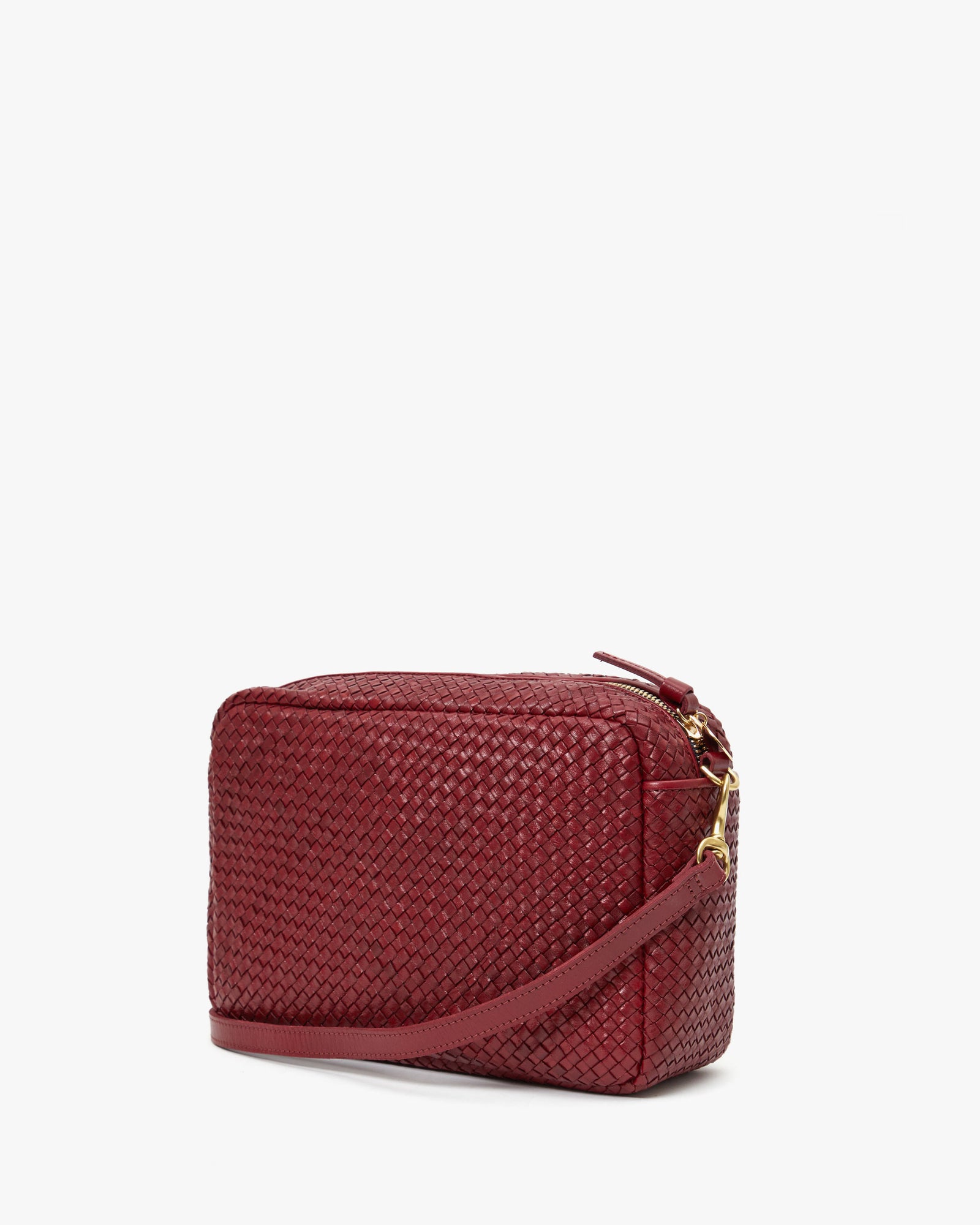 Clare V. Marisol Woven Leather Crossbody Bag in Red
