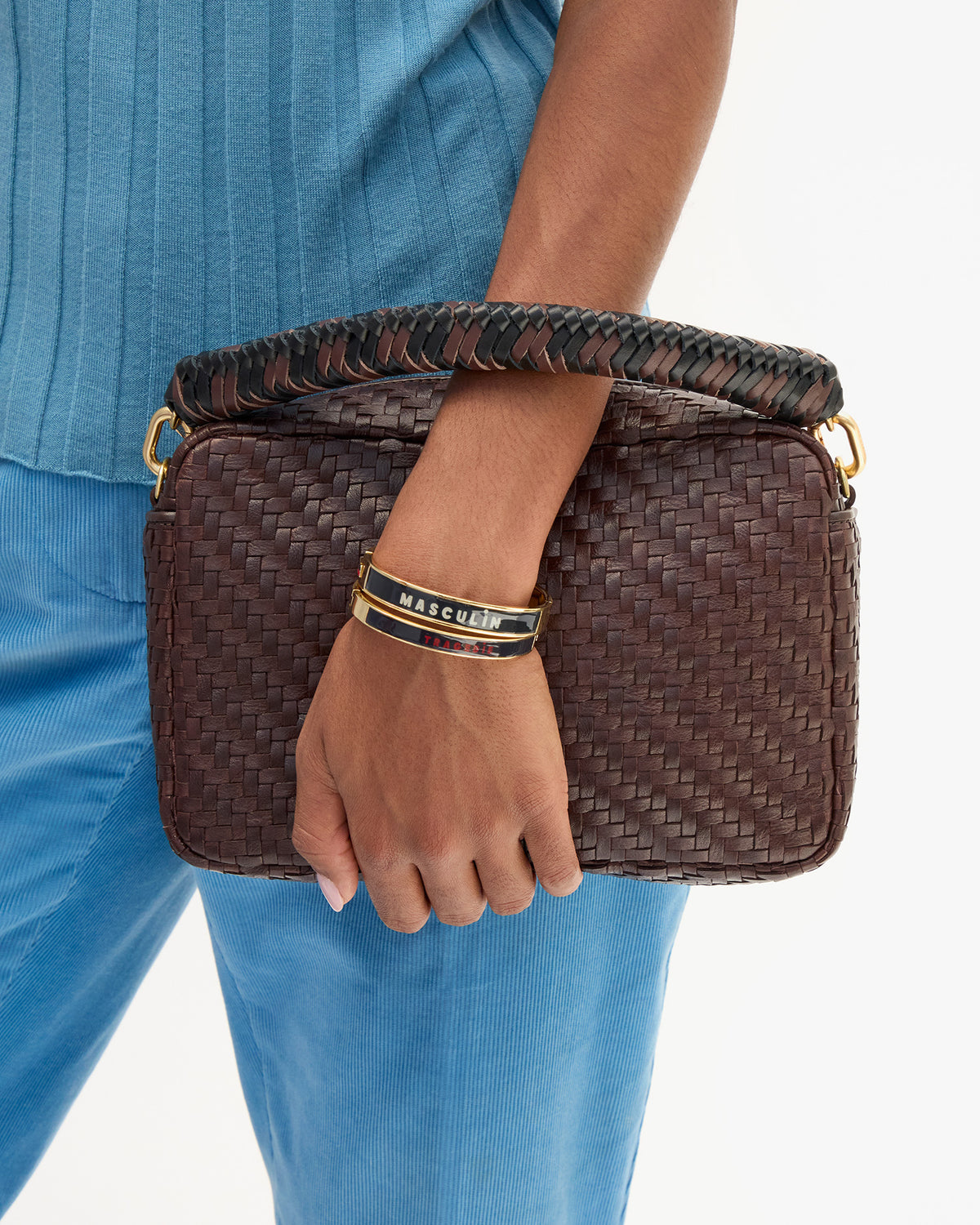 Braided Leather Top Handle Strap on Marisol