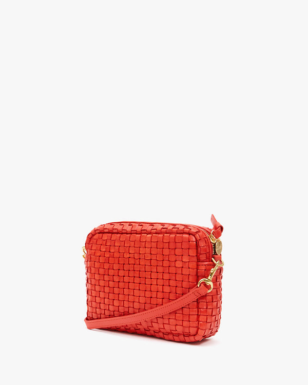back flat of the Poppy Woven Checker Midi Sac