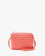 Bright Coral Channel Quilted Midi Sac