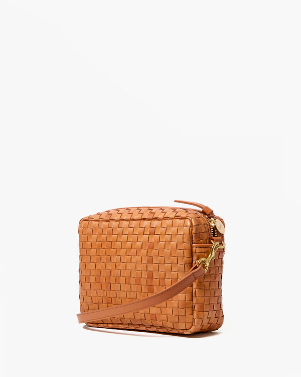 Back View of Midi Sac Natural Woven Checker