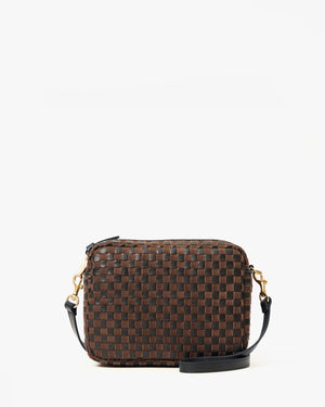 Black/Chocolate Woven Checker Midi Sac.