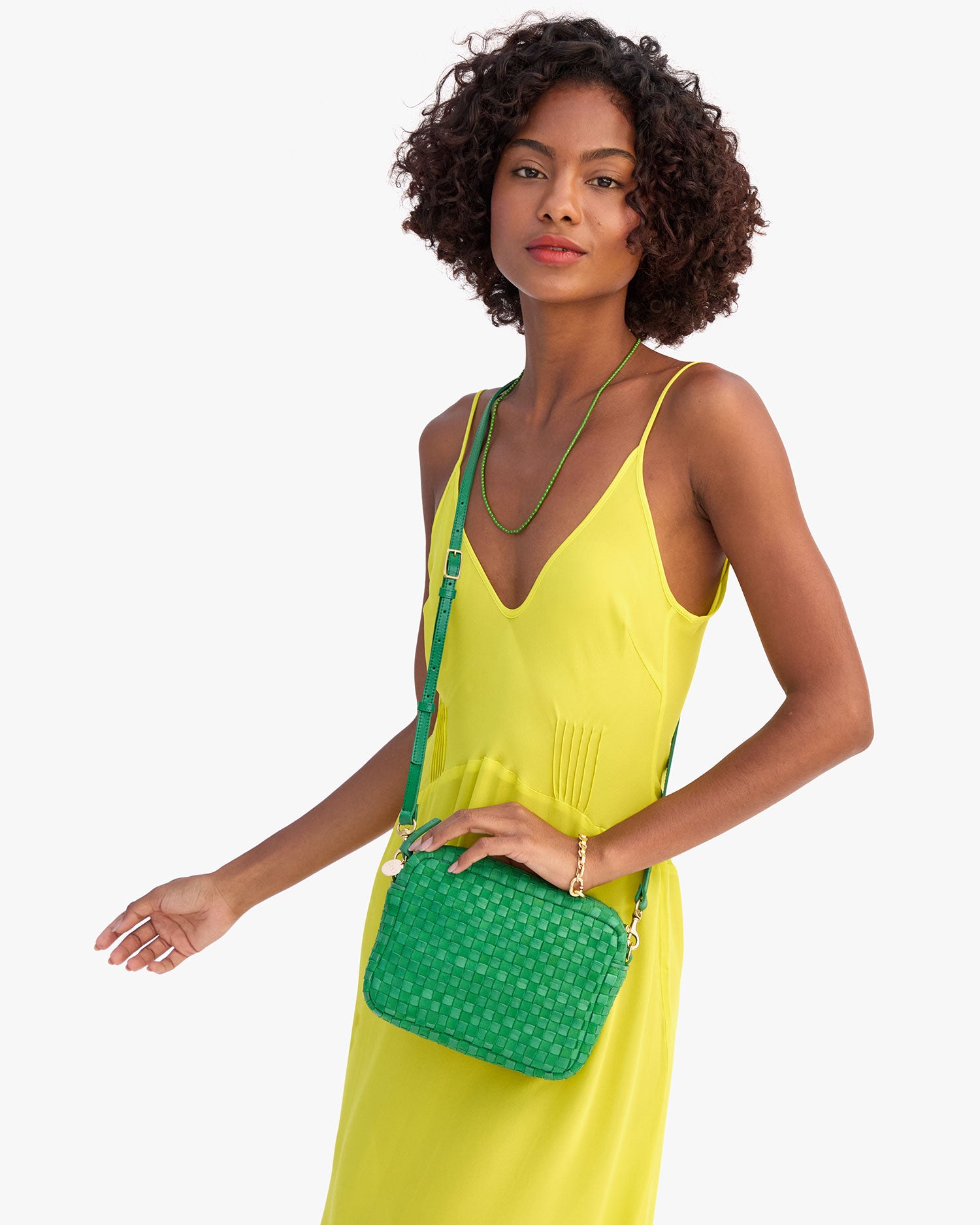 【CINAMOD】 RIB SET CAMI グリーン×ブラウン　ホルターネック Midi Sac – Clare V.