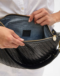 Interior View of the Black Zig Zag Woven Moyen Messenger