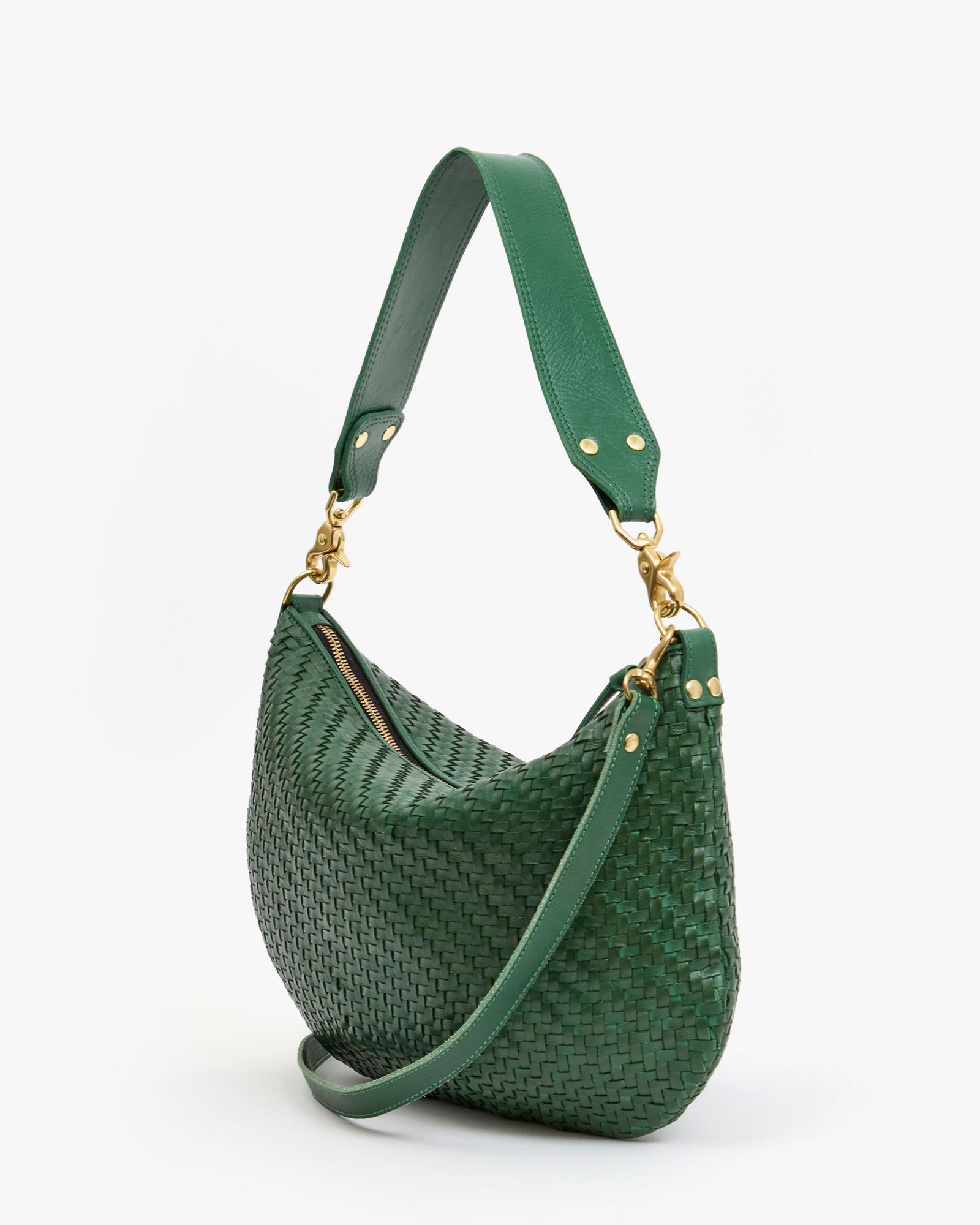 Back View of Evergreen Woven Zig-Zag Moyen Messenger