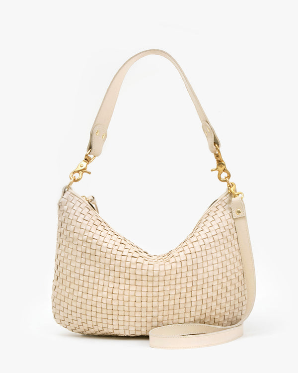 Cream Woven Moyen Messenger Front Flat