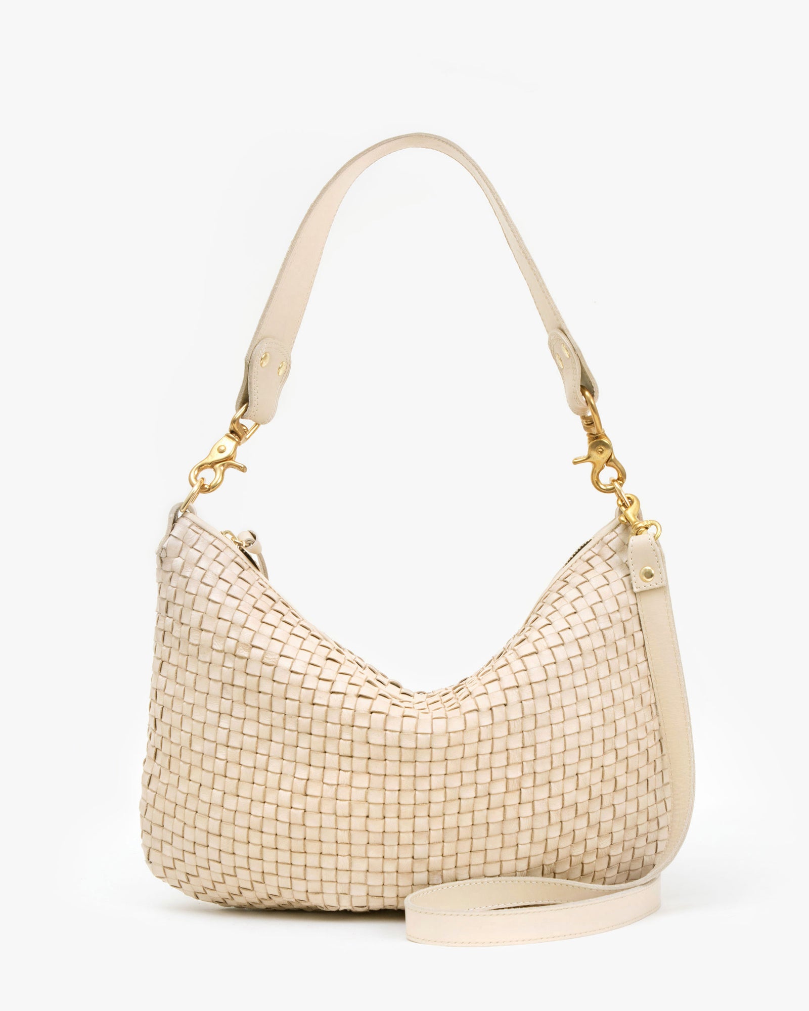 Clare V. Moyen Messenger Black & Natural Woven Checker — Aggregate