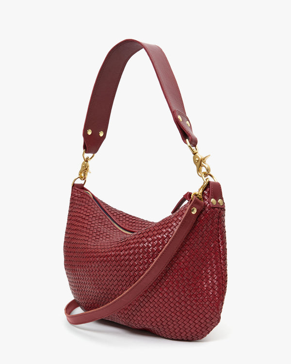 Back Flat of Oxblood Diagonal Woven Moyen Messenger