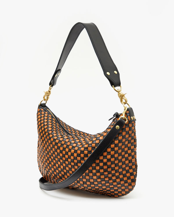 back image of the Black & Natural Woven Checker Moyen Messenger