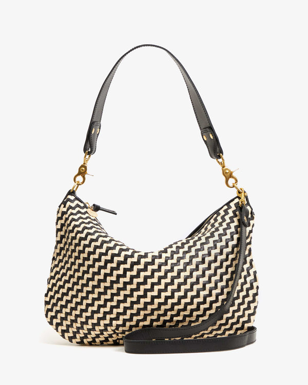 Clare V. Petit Moyen Messenger Bag in Natural Woven Checker