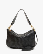 Moyen Messenger in Black Medium Woven Diagonal