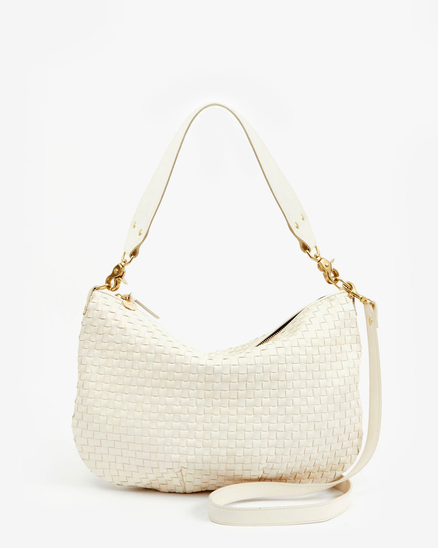 Cream Woven Checker Moyen Messenger.