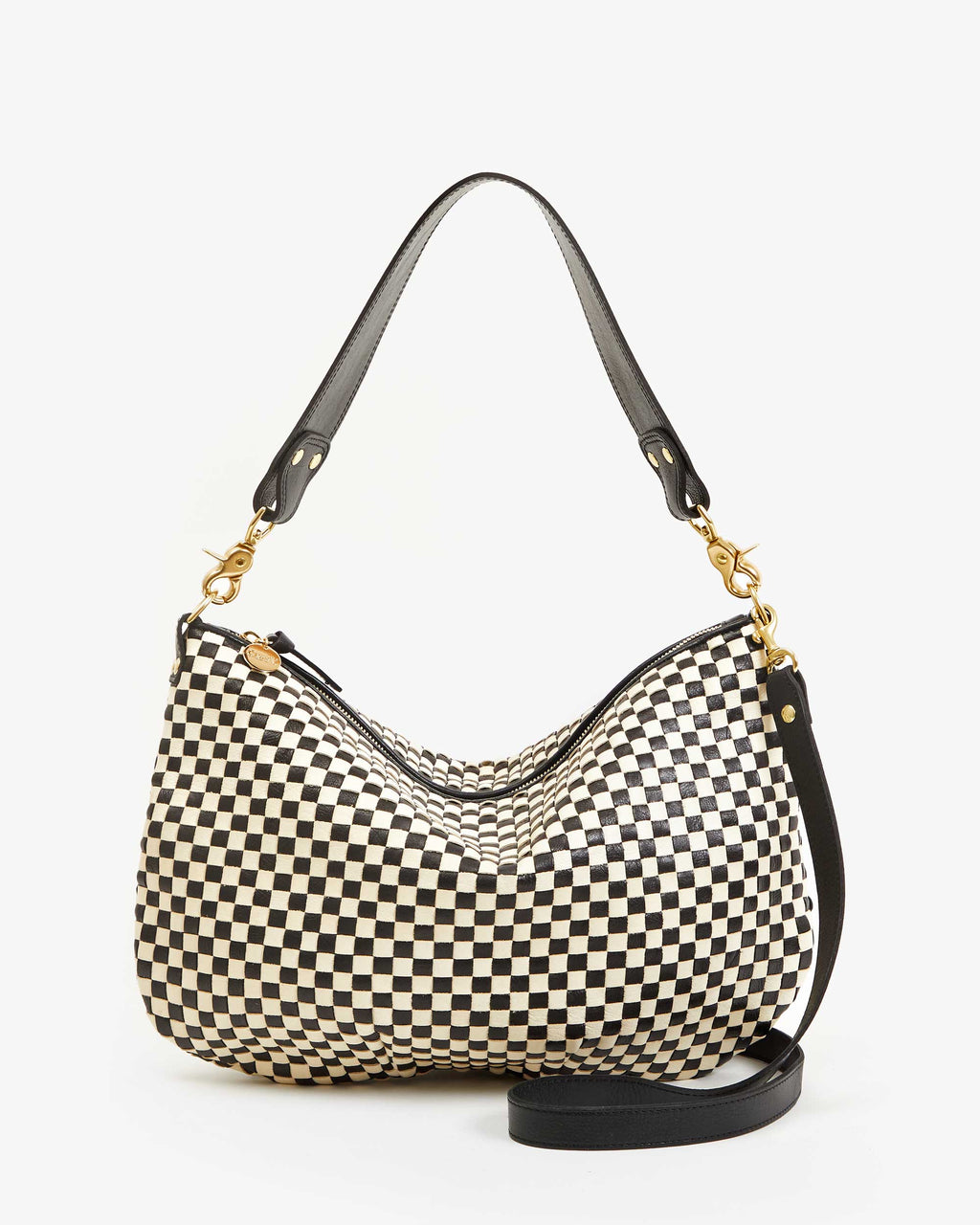 Petit Moyen Messenger - Cream Woven Checker