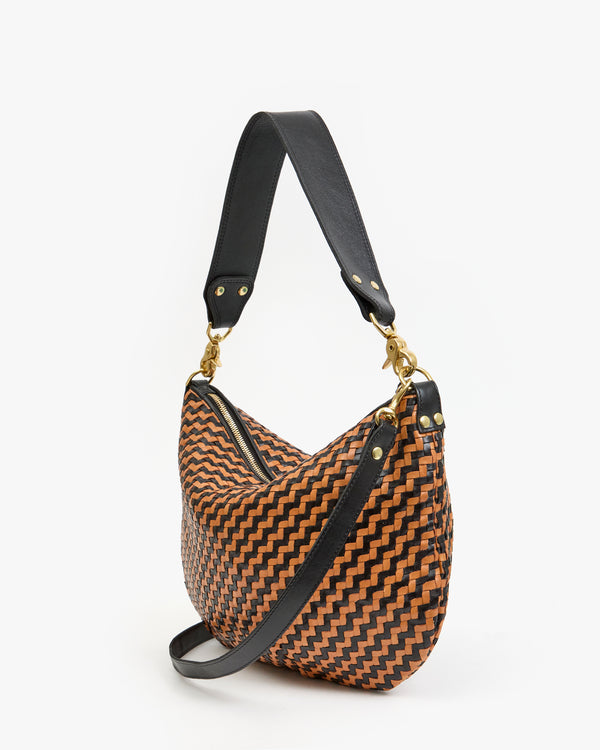 Back of the Black/ Natural Woven Zig-Zag Moyen Messenger.