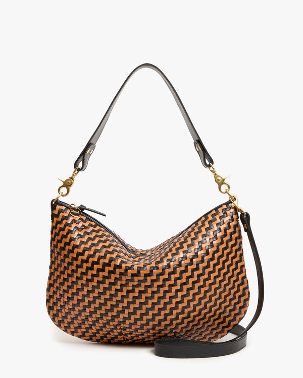 Black/ Natural Woven Zig-Zag Moyen Messenger.