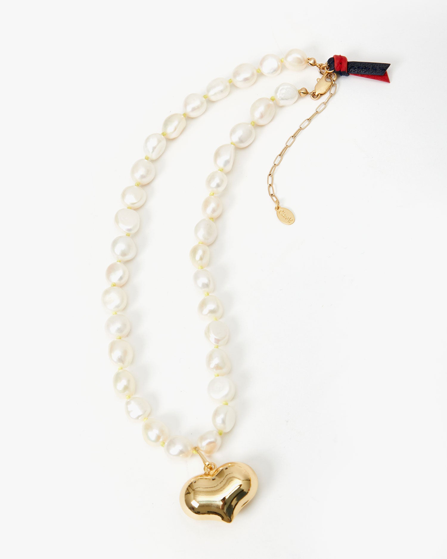 Mylar Heart Charm paired with our Freshwater Pearl Necklace.
