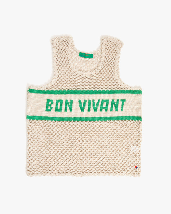flat image of the Cream with Green Bon Vivant Nettie Tank