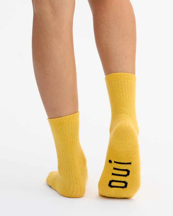 Oui Non Crew Socks showing Oui foot