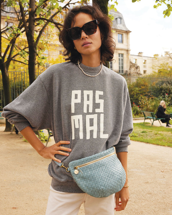 Gabrielle wears the Oversized Sweatshirt in Grey with Pas Mal in Paris