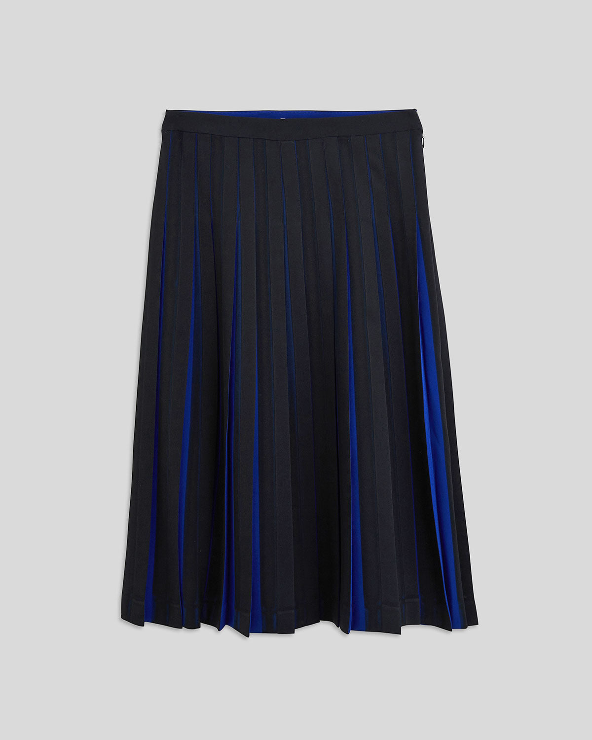 Navy & Black Stripes w/ French Blue Pleats Pleated Skirt