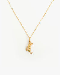 14k Gold Vermeil Paperclip Charm Chain with the jumping tiger charm on it 
