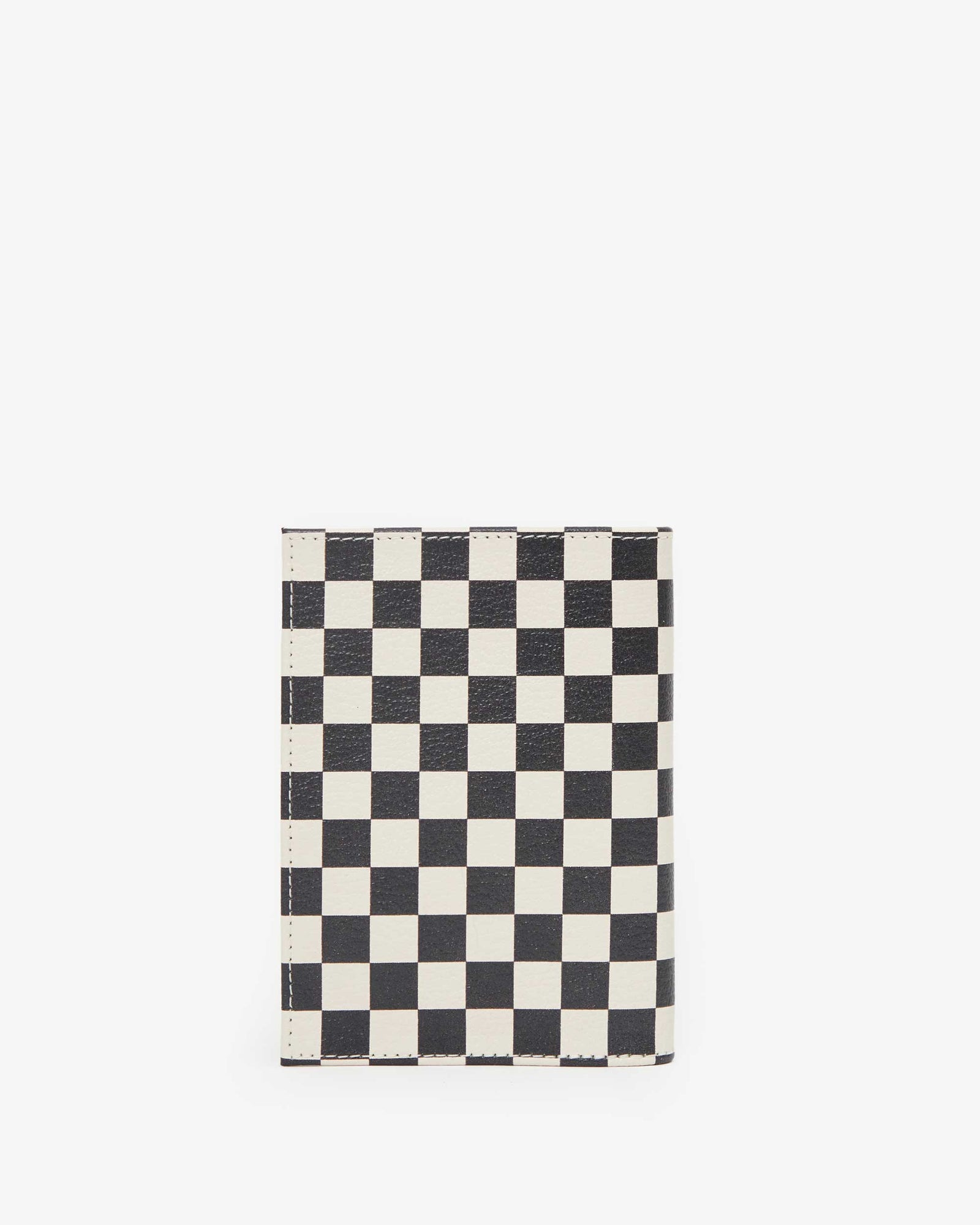 back image of the Black & Cream Checkers Passport Sleeve