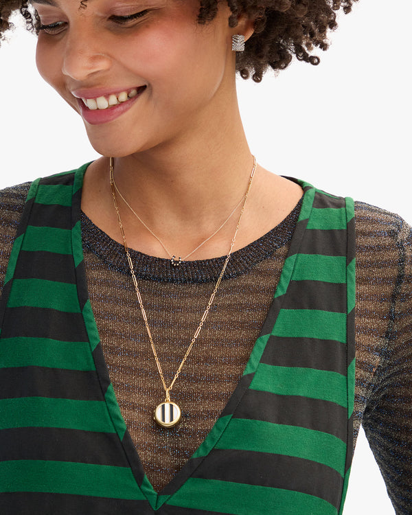 Pearl Stripe Locket on necklace
