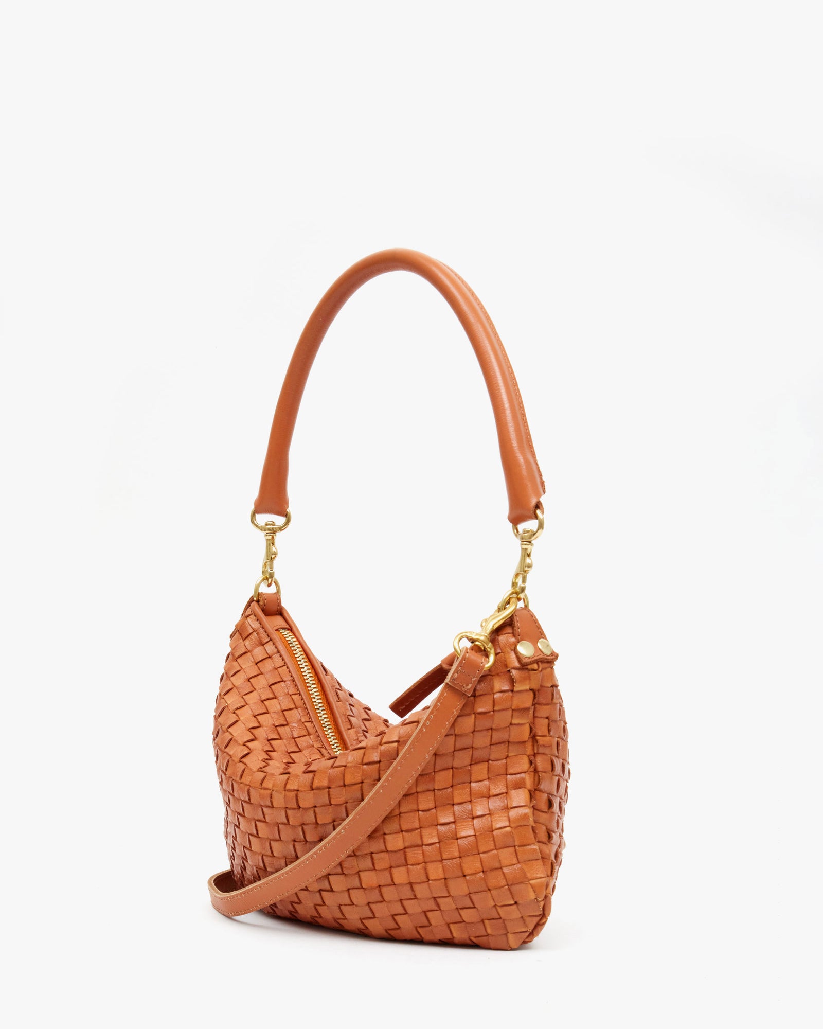 Side view of the Petit Moyen Messenger in Natural Woven